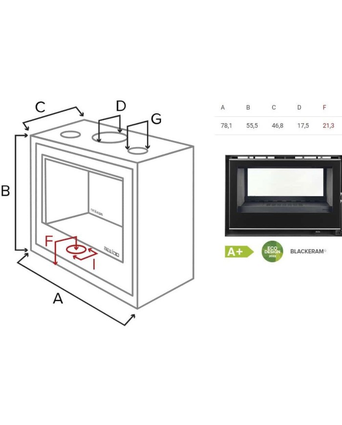 Bellido Llama Cristal 80 DF Ενεργειακό Τζάκι Ξύλου