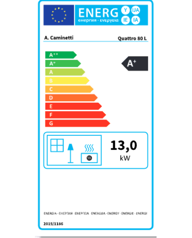 A.caminetti Quattro 80 L Ενεργειακό Τζάκι Ξύλου